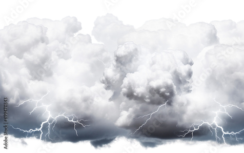 Atmospheric Sparks: Electrically Charged Storm Clouds in Nature's Symphony Isolated on Transparent Background PNG.