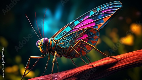 Achrioptera Manga animal neon Color illustration AI Generated pictures