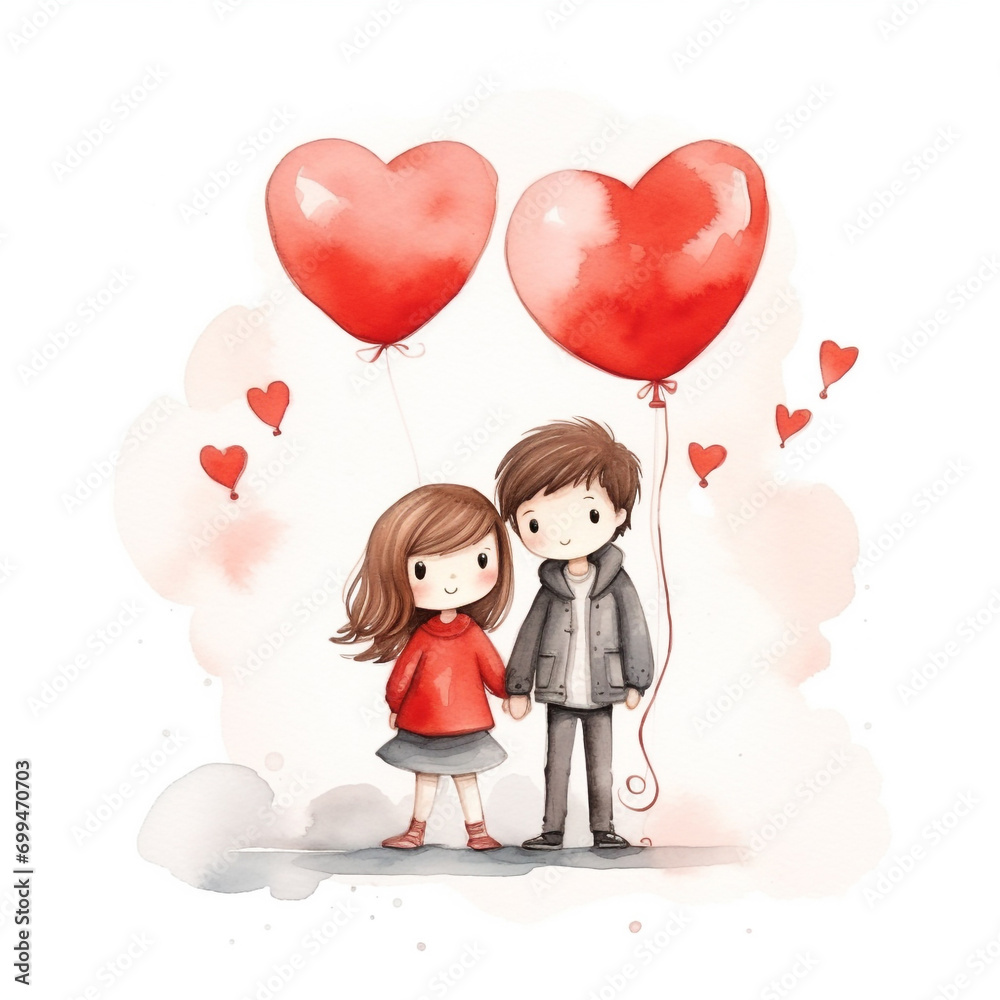 Watercolor couple in love romantic valentine. Watercolor couple in love romantic valentine.
