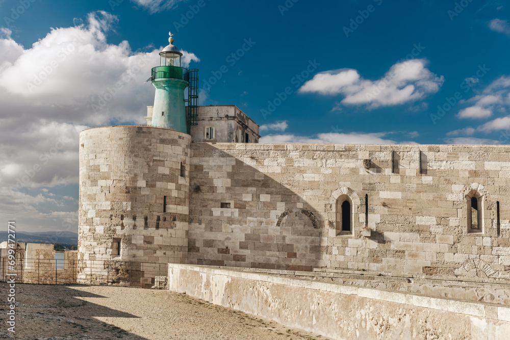 The lighthouse in the Castello Maniace, a citadel and castle in Syracuse, Sicily, southern Italy. 