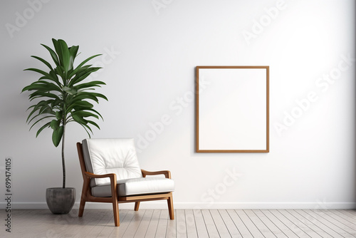 Minimalist Poster Frame Mockup created with Generative AI © dendyh7