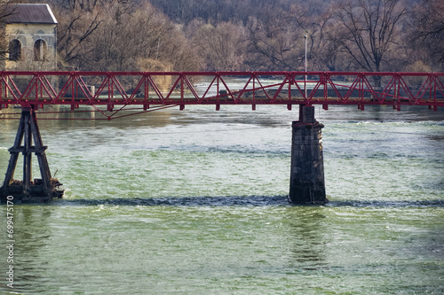 Obraz na płótnie Reconstructed old bridge over river Vrbas in Banja Luka, Bosnia and Herzegovina. w salonie