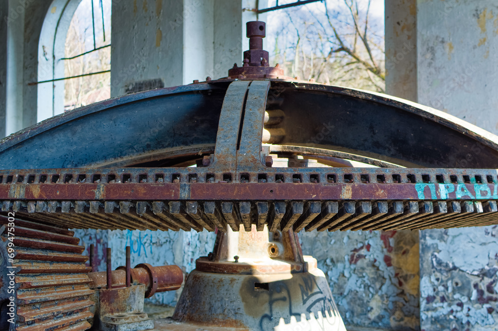 Metal parts of old and abandoned hydro power plant facilities.