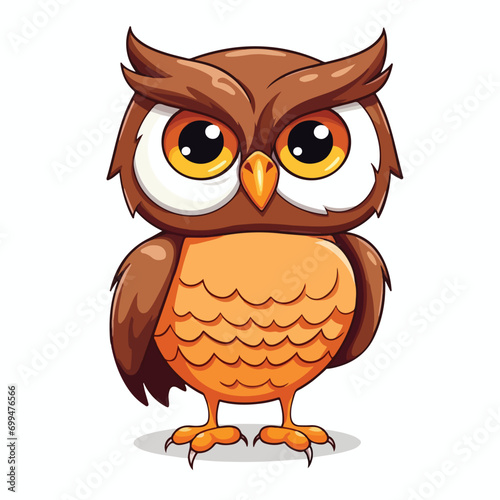 Whimsical Owl Cartoon: Isolated and Playfully Amusing