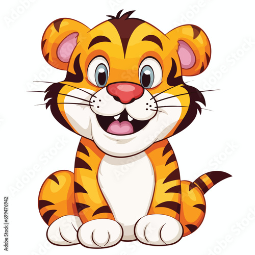 Joyful Tiger Cartoon: Playful and Smiling Character