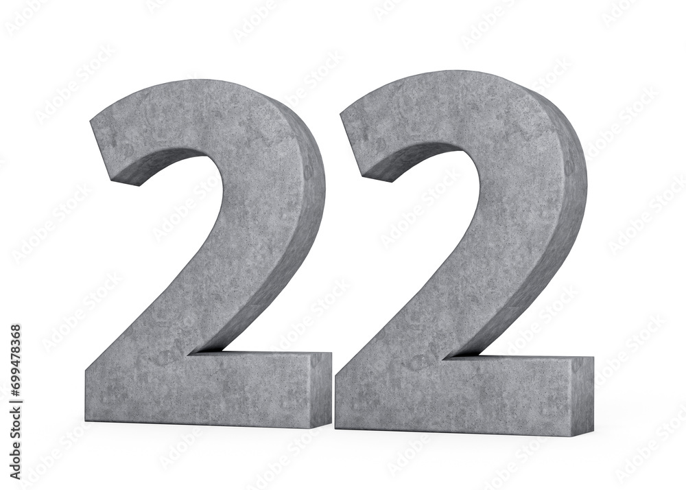 3d Concrete Number twenty two 22 Digit Made Of Grey Concrete Stone On White Background 3d Illustration 3d Concrete Number twenty two 22 Digit Made Of Grey Concrete Stone On White Background 3d Illustration