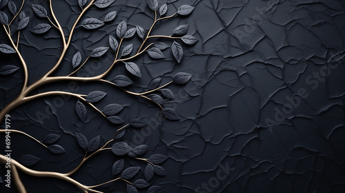 Another variation of a black wall with a gold tree in an abstract composition, creating an amazing contrasting background