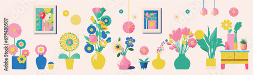 flowers, bouquet. Vector flower. plant elements. interior. decoration. flower arrangement. colorful. Gorgeous. A fun space.