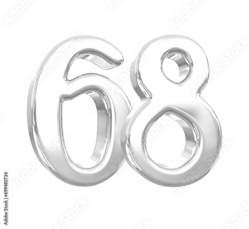3D Silver Number 68