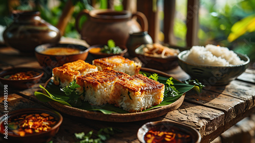 Vietnamese food. Pho ga, pho bo, noodles, spring rolls, Assorted asian dinner