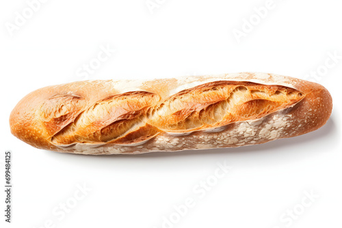 Fresh baguette on a white background. 