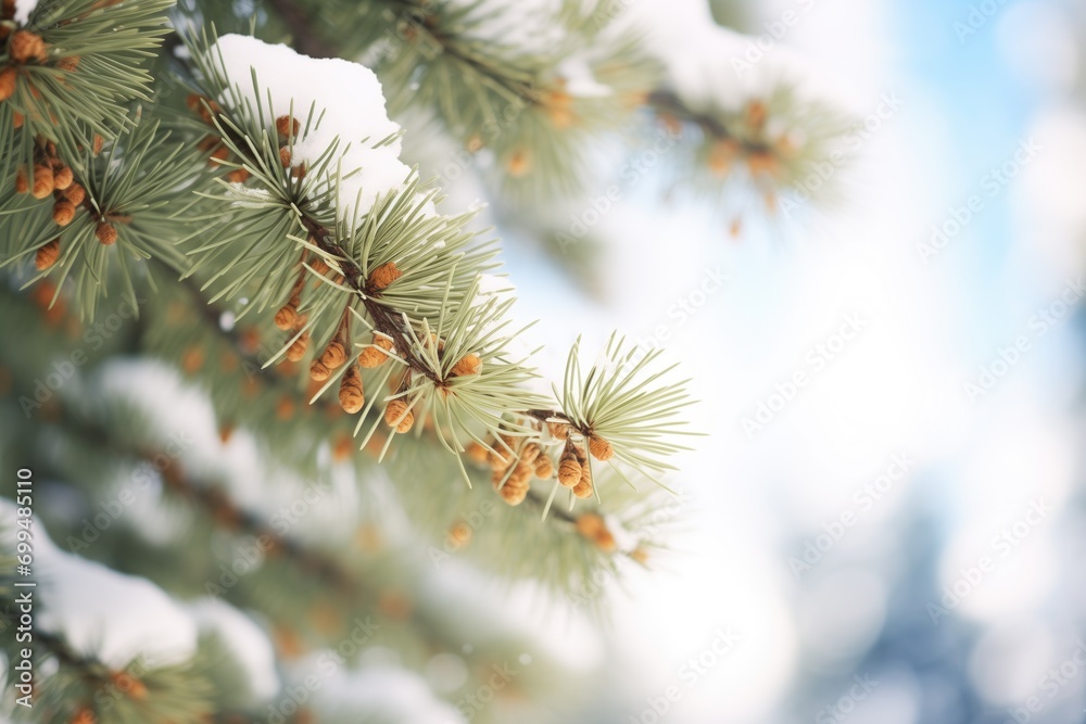 snow-covered pine tree branches snow-covered pine tree branches
