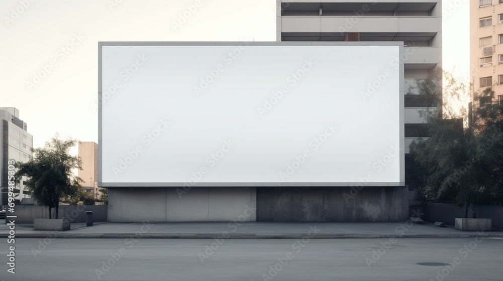 Urban Scene with Spacious Blank Billboard Ready for Advertising