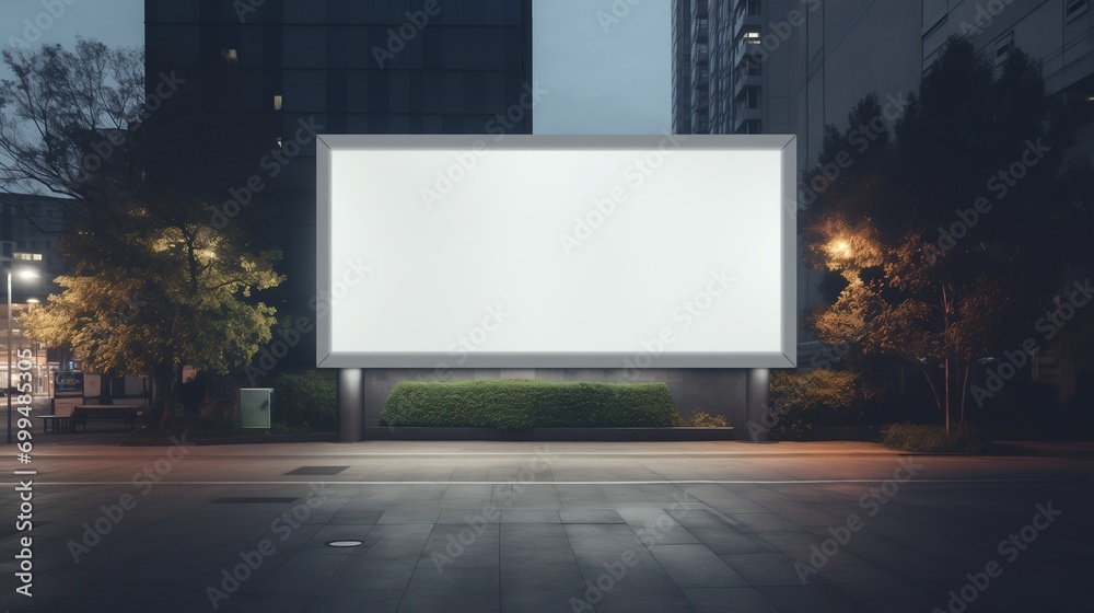 Obraz premium Illuminated Blank Billboard for Advertising Opportunities