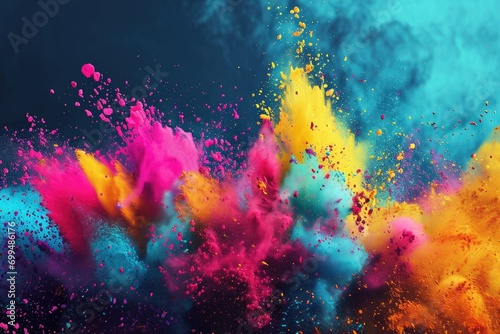 Splash of colorful Holi powder. Holi festival of colors concept.