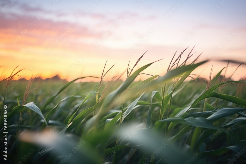wind rustling through a cornfield at twilight
