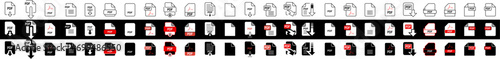 PDF Document icon collection. Isolated File Icons. PDF file format vector illustration logo, icons.