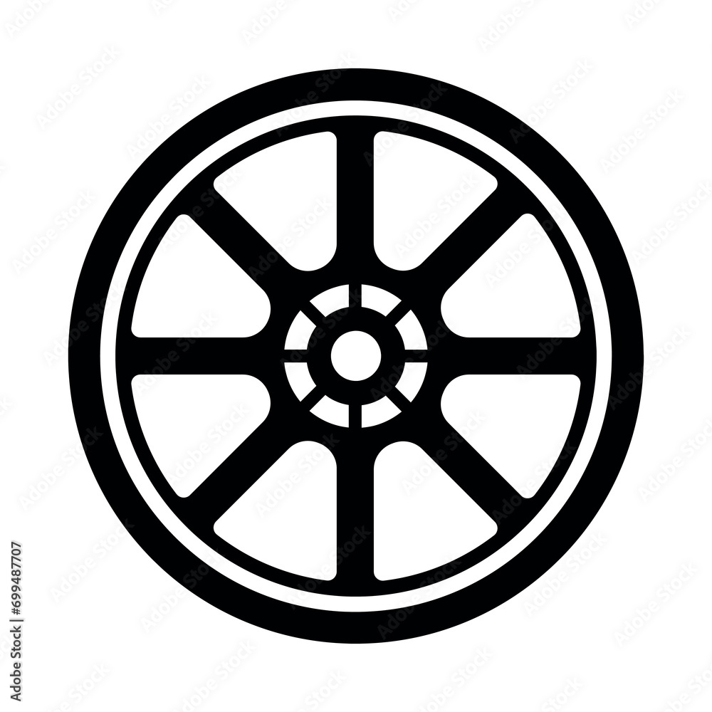 Wheel black vector icon on white background Wheel black vector icon on white background