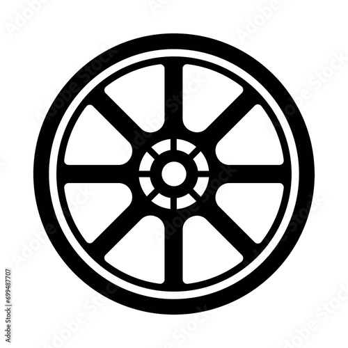 Wheel black vector icon on white background