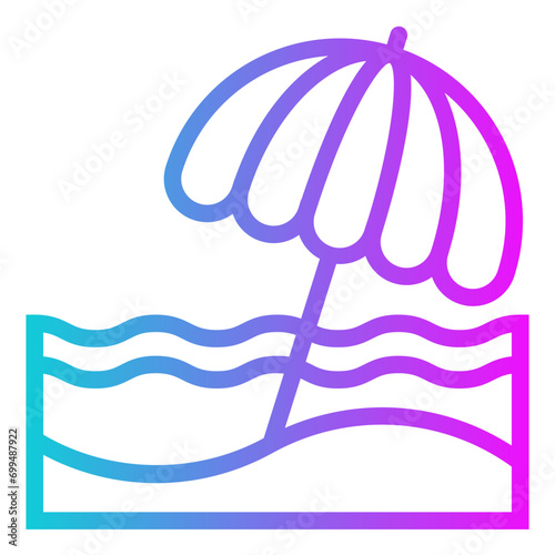 Beach Umbrella Gradient Icon Design Vector