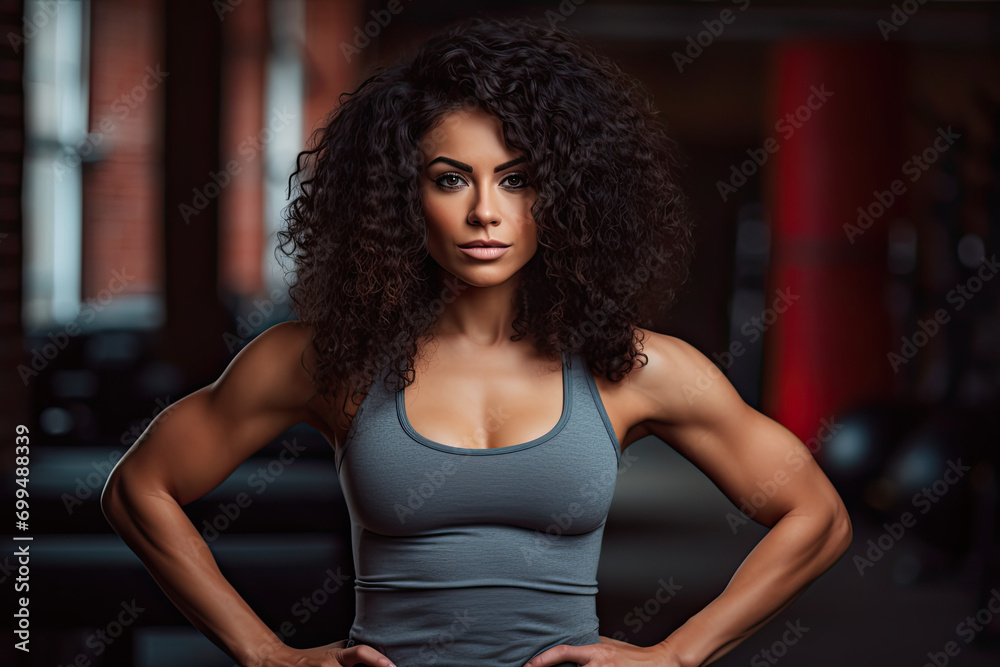Fototapeta premium portrait of a gym woman in a gym 