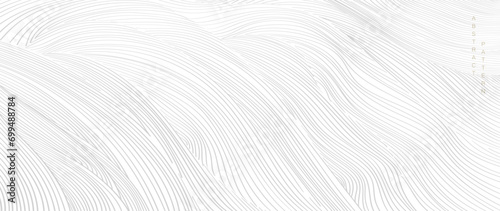 Abstract landscape background with white and grey  hand drawn line pattern vector. Ocean sea art with natural template. Banner design and wallpaper in vintage style.