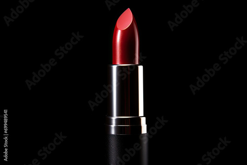 red lipstick isolated on red background