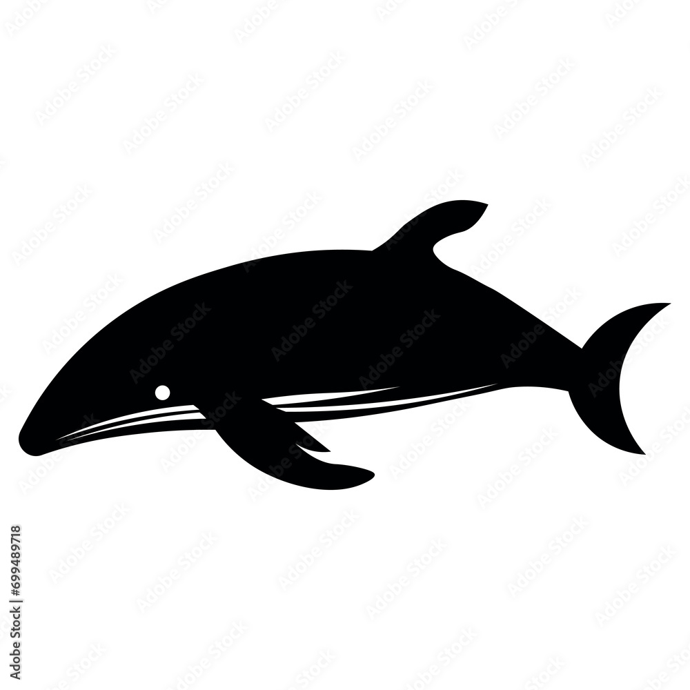 Fototapeta premium Whale black vector icon on white background