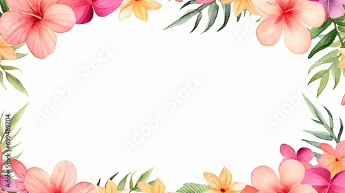 Watercolour frame with flowers and florals, copy space 