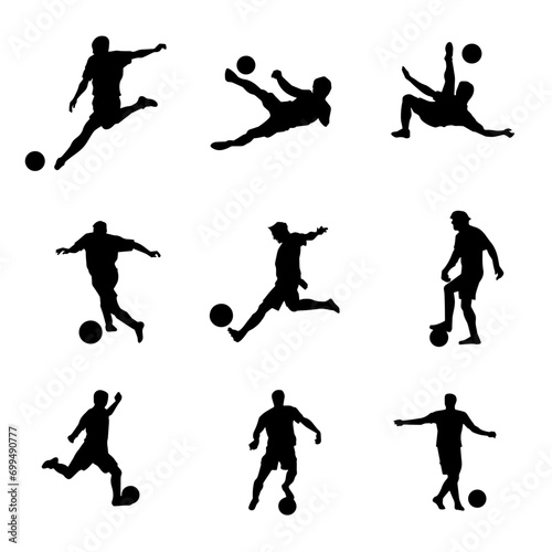 Wallpaper Mural Silhouette collection of male soccer player kicking a ball. Silhouette group of football player in action pose. Torontodigital.ca
