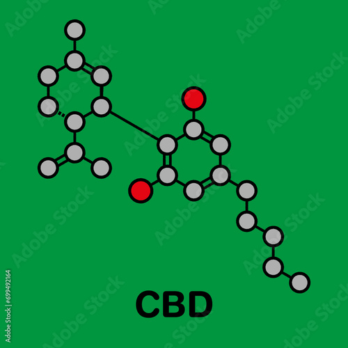 CBD cannabis molecule, illustration photo