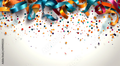Confetti and Colorful Ribbons Carnival Celebration, Generative Ai