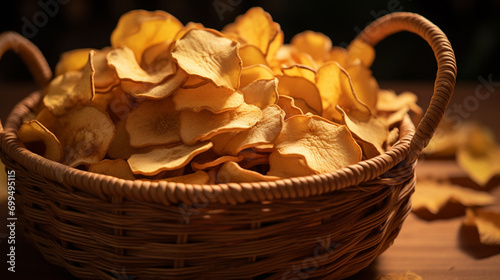 Dried apple slices in a basket