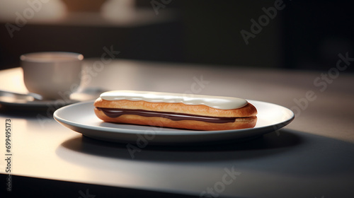 A fresh eclair on a table