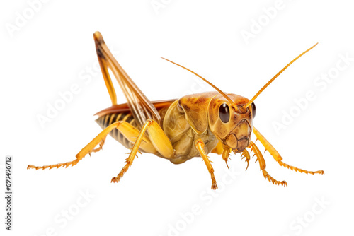 Top side closeup macro view of beautiful Cricket isolated on white background PNG © JetHuynh
