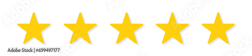 5 Star. Star icon simple sign. Five stars for ranking. Five stars customer product rating review flat icon for rankings, apps, buttons, templates, and websites