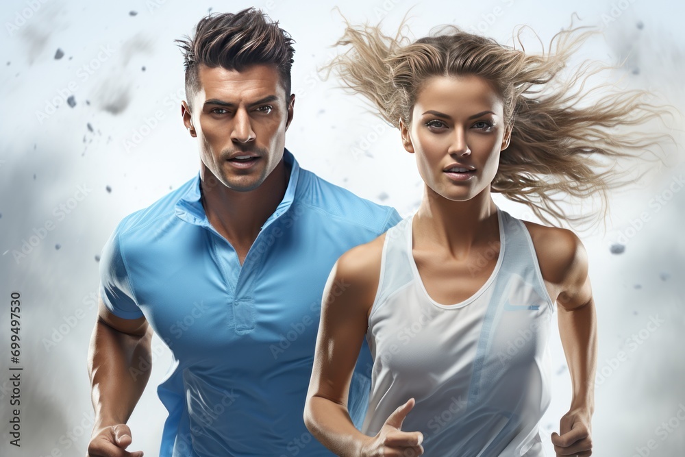 Obraz premium A guy and a girl are running
