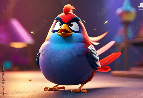 fat angry bird in bad mood