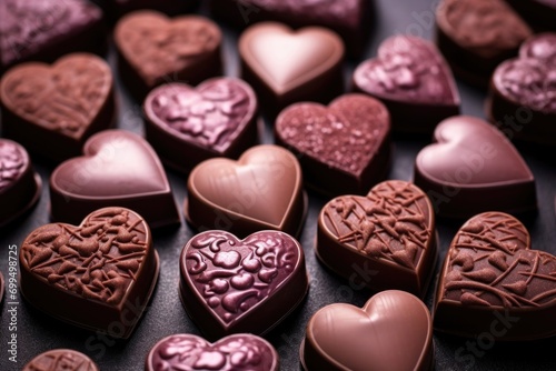 Heart-shaped chocolates. Beautiful sweets. A delicious gift for Valentine's Day. © zozo