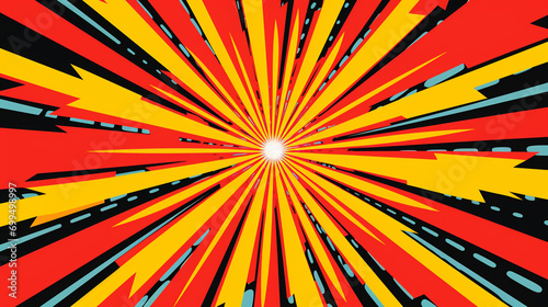 Colorful magic strip radial backdrop pop art background 16-9 ratio
