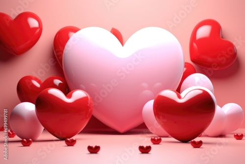 Valentine's day background with hearts. Generation ai valentine's day.  © zozo