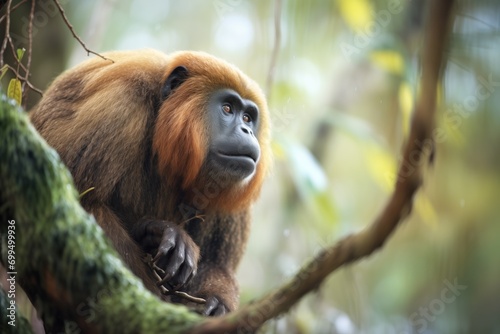 howler monkey echoing in forest clearing photo