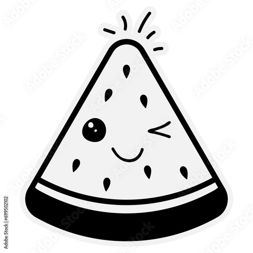 hand drawn watermelon single sticker with cute expressions