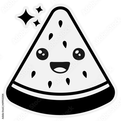 hand drawn watermelon single sticker with cute expressions