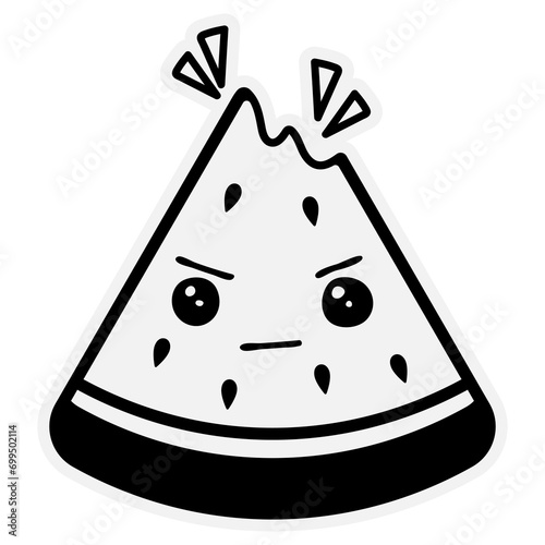 hand drawn watermelon single sticker with cute expressions
