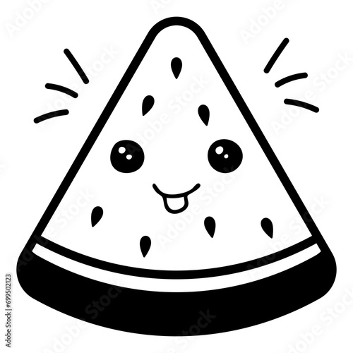 hand drawn watermelon single sticker with cute expressions