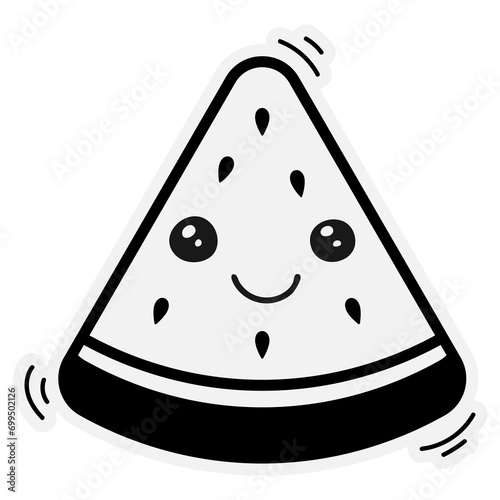 hand drawn watermelon single sticker with cute expressions