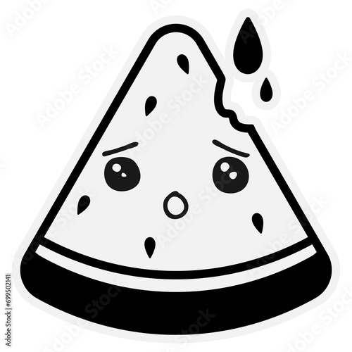 hand drawn watermelon single sticker with cute expressions