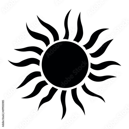 Sun black vector icon on white background
