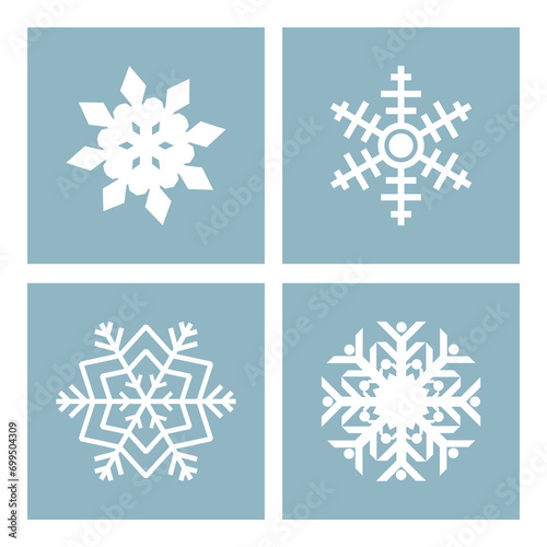Snowflakes symbol set. Ice crystals icon. Quadruple snowflake vector illustration